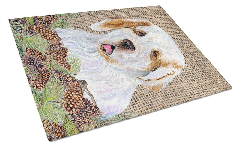 Clumber Spaniel Glass Cutting Board Large