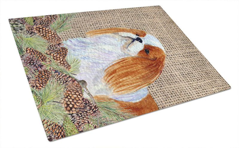 English Toy Spaniel Glass Cutting Board Large