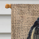 Tibetan Mastiff on Faux Burlap with Pine Cones House Flag 28x40 Porch Sleeve Pole Decorative Outside Yard Banner Artwork Wall Hanging, Polyester