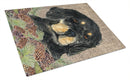 Gordon Setter on Faux Burlap with Pine Cones Cutting Board Tempered Glass Kitchen Cutting Surface, Heat Resistant Chopping, Non-Slip Feet, Food Prep & Serving