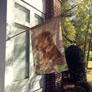 Curly Coated Retriever on Faux Burlap with Pine Cones House Flag 28x40 Porch Sleeve Pole Decorative Outside Yard Banner Artwork Wall Hanging, Polyester