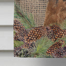 Curly Coated Retriever on Faux Burlap with Pine Cones House Flag 28x40 Porch Sleeve Pole Decorative Outside Yard Banner Artwork Wall Hanging, Polyester