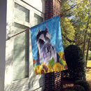 Schnauzer in Summer Flowers House Flag 28x40 Porch Sleeve Pole Decorative Outside Yard Banner Artwork Wall Hanging, Polyester
