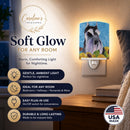 Schnauzer in Summer Flowers Ceramic Night Light Compact, UL-Certified, Ideal for Bedroom, Bathroom, Nursery, Hallway, Kitchen, 6x4x3, Multicolor