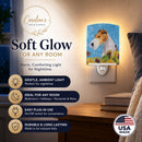Fox Terrier in Summer Flowers Ceramic Night Light Compact, UL-Certified, Ideal for Bedroom, Bathroom, Nursery, Hallway, Kitchen, 6x4x3, Multicolor