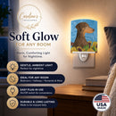 Doberman in Summer Flowers Ceramic Night Light Compact, UL-Certified, Ideal for Bedroom, Bathroom, Nursery, Hallway, Kitchen, 6x4x3, Multicolor