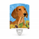 Dachshund in Summer Flowers Ceramic Night Light Compact, UL-Certified, Ideal for Bedroom, Bathroom, Nursery, Hallway, Kitchen, 6x4x3, Multicolor