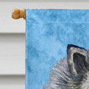 Keeshond in Summer Flowers House Flag 28x40 Porch Sleeve Pole Decorative Outside Yard Banner Artwork Wall Hanging, Polyester