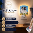 Keeshond in Summer Flowers Ceramic Night Light Compact, UL-Certified, Ideal for Bedroom, Bathroom, Nursery, Hallway, Kitchen, 6x4x3, Multicolor