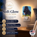 Briard in Summer Flowers Ceramic Night Light Compact, UL-Certified, Ideal for Bedroom, Bathroom, Nursery, Hallway, Kitchen, 6x4x3, Multicolor