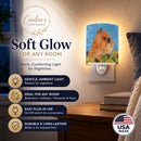 Brussels Griffon in Summer Flowers Ceramic Night Light Compact, UL-Certified, Ideal for Bedroom, Bathroom, Nursery, Hallway, Kitchen, 6x4x3, Multicolor
