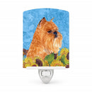 Brussels Griffon in Summer Flowers Ceramic Night Light Compact, UL-Certified, Ideal for Bedroom, Bathroom, Nursery, Hallway, Kitchen, 6x4x3, Multicolor