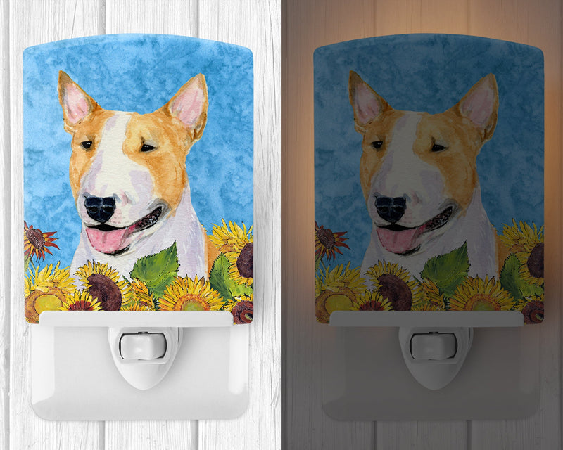 Bull Terrier in Summer Flowers Ceramic Night Light SS4129CNL