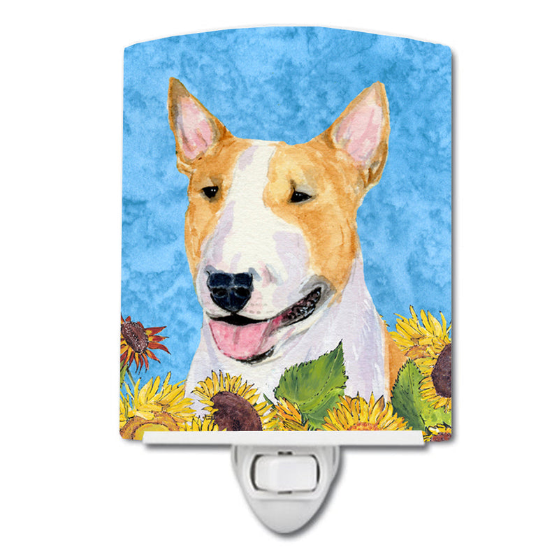 Bull Terrier in Summer Flowers Ceramic Night Light SS4129CNL