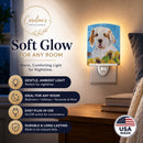 Clumber Spaniel in Summer Flowers Ceramic Night Light Compact, UL-Certified, Ideal for Bedroom, Bathroom, Nursery, Hallway, Kitchen, 6x4x3, Multicolor