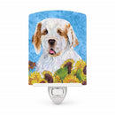 Clumber Spaniel in Summer Flowers Ceramic Night Light Compact, UL-Certified, Ideal for Bedroom, Bathroom, Nursery, Hallway, Kitchen, 6x4x3, Multicolor