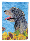 Irish Wolfhound in Summer Flowers House Flag 28x40 Porch Sleeve Pole Decorative Outside Yard Banner Artwork Wall Hanging, Polyester