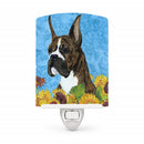 Boxer in Summer Flowers Ceramic Night Light Compact, UL-Certified, Ideal for Bedroom, Bathroom, Nursery, Hallway, Kitchen, 6x4x3, Multicolor
