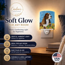 Springer Spaniel in Summer Flowers Ceramic Night Light Compact, UL-Certified, Ideal for Bedroom, Bathroom, Nursery, Hallway, Kitchen, 6x4x3, Multicolor
