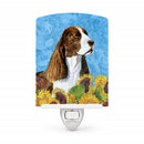 Springer Spaniel in Summer Flowers Ceramic Night Light Compact, UL-Certified, Ideal for Bedroom, Bathroom, Nursery, Hallway, Kitchen, 6x4x3, Multicolor