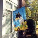 Basenji in Summer Flowers House Flag 28x40 Porch Sleeve Pole Decorative Outside Yard Banner Artwork Wall Hanging, Polyester