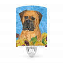 Bullmastiff in Summer Flowers Ceramic Night Light Compact, UL-Certified, Ideal for Bedroom, Bathroom, Nursery, Hallway, Kitchen, 6x4x3, Multicolor