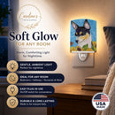 Fox Terrier in Summer Flowers Ceramic Night Light Compact, UL-Certified, Ideal for Bedroom, Bathroom, Nursery, Hallway, Kitchen, 6x4x3, Multicolor