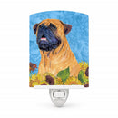 Bullmastiff in Summer Flowers Ceramic Night Light Compact, UL-Certified, Ideal for Bedroom, Bathroom, Nursery, Hallway, Kitchen, 6x4x3, Multicolor
