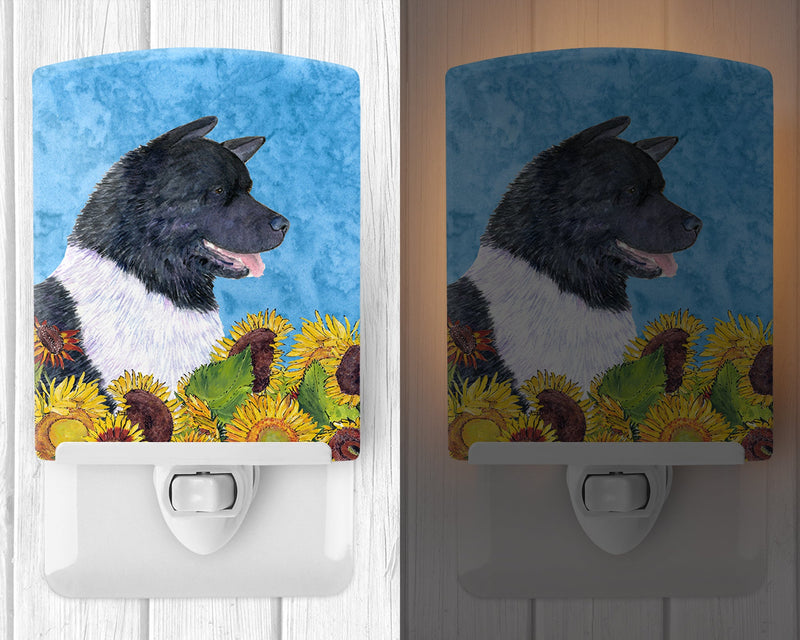 Akita in Summer Flowers Ceramic Night Light SS4154CNL