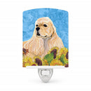 Cocker Spaniel in Summer Flowers Ceramic Night Light Compact, UL-Certified, Ideal for Bedroom, Bathroom, Nursery, Hallway, Kitchen, 6x4x3, Multicolor