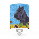 Schnauzer in Summer Flowers Ceramic Night Light Compact, UL-Certified, Ideal for Bedroom, Bathroom, Nursery, Hallway, Kitchen, 6x4x3, Multicolor