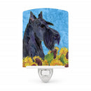 Scottish Terrier in Summer Flowers Ceramic Night Light Compact, UL-Certified, Ideal for Bedroom, Bathroom, Nursery, Hallway, Kitchen, 6x4x3, Multicolor