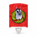 Schnauzer Cristmas Wreath Ceramic Night Light Compact, UL-Certified, Ideal for Bedroom, Bathroom, Nursery, Hallway, Kitchen, 6x4x3, Multicolor