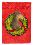 Doberman Cristmas Wreath House Flag 28x40 Porch Sleeve Pole Decorative Outside Yard Banner Artwork Wall Hanging, Polyester
