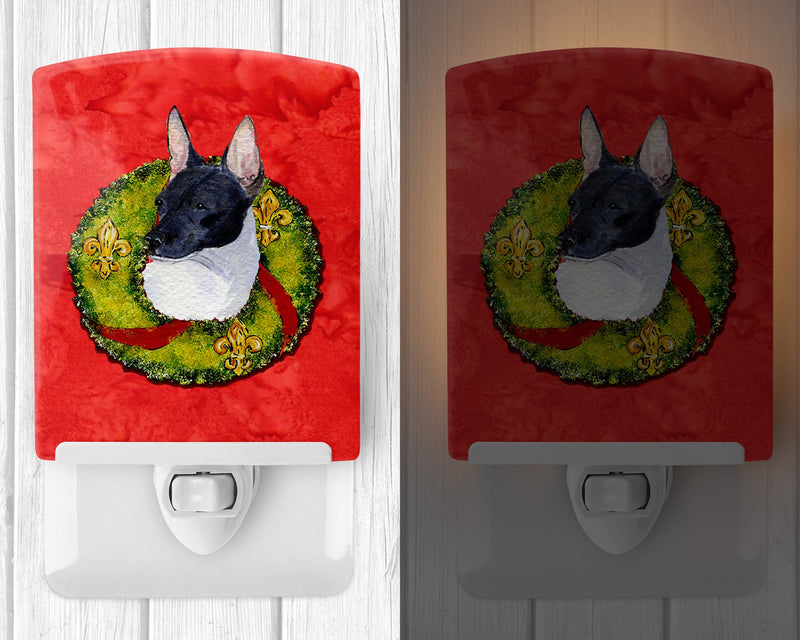 Rat Terrier Cristmas Wreath Ceramic Night Light SS4170CNL