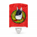Rat Terrier Cristmas Wreath Ceramic Night Light Compact, UL-Certified, Ideal for Bedroom, Bathroom, Nursery, Hallway, Kitchen, 6x4x3, Multicolor