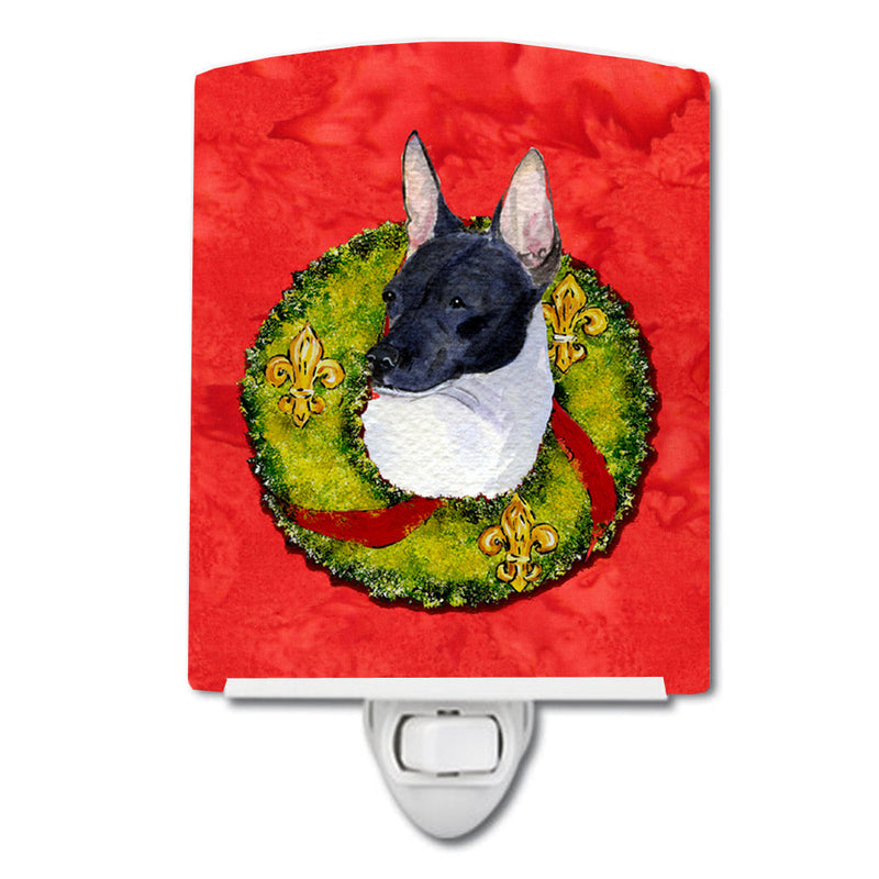 Rat Terrier Cristmas Wreath Ceramic Night Light SS4170CNL