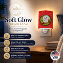Maltese Cristmas Wreath Ceramic Night Light Compact, UL-Certified, Ideal for Bedroom, Bathroom, Nursery, Hallway, Kitchen, 6x4x3, Multicolor