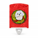 Maltese Cristmas Wreath Ceramic Night Light Compact, UL-Certified, Ideal for Bedroom, Bathroom, Nursery, Hallway, Kitchen, 6x4x3, Multicolor