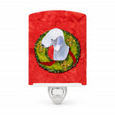Bedlington Terrier Cristmas Wreath Ceramic Night Light Compact, UL-Certified, Ideal for Bedroom, Bathroom, Nursery, Hallway, Kitchen, 6x4x3, Multicolor