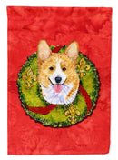 Corgi Cristmas Wreath House Flag 28x40 Porch Sleeve Pole Decorative Outside Yard Banner Artwork Wall Hanging, Polyester