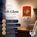 Brussels Griffon Cristmas Wreath Ceramic Night Light Compact, UL-Certified, Ideal for Bedroom, Bathroom, Nursery, Hallway, Kitchen, 6x4x3, Multicolor