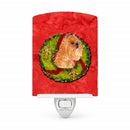 Brussels Griffon Cristmas Wreath Ceramic Night Light Compact, UL-Certified, Ideal for Bedroom, Bathroom, Nursery, Hallway, Kitchen, 6x4x3, Multicolor