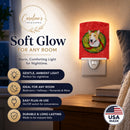 Bull Terrier Cristmas Wreath Ceramic Night Light Compact, UL-Certified, Ideal for Bedroom, Bathroom, Nursery, Hallway, Kitchen, 6x4x3, Multicolor