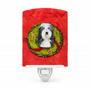 Bearded Collie Cristmas Wreath Ceramic Night Light Compact, UL-Certified, Ideal for Bedroom, Bathroom, Nursery, Hallway, Kitchen, 6x4x3, Multicolor