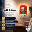 Dandie Dinmont Terrier Cristmas Wreath Ceramic Night Light Compact, UL-Certified, Ideal for Bedroom, Bathroom, Nursery, Hallway, Kitchen, 6x4x3, Multicolor