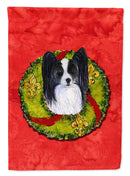 Papillon Cristmas Wreath House Flag 28x40 Porch Sleeve Pole Decorative Outside Yard Banner Artwork Wall Hanging, Polyester