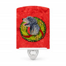 Irish Wolfhound Cristmas Wreath Ceramic Night Light Compact, UL-Certified, Ideal for Bedroom, Bathroom, Nursery, Hallway, Kitchen, 6x4x3, Multicolor