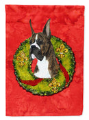 Brindle Boxer Cristmas Wreath House Flag 28x40 Porch Sleeve Pole Decorative Outside Yard Banner Artwork Wall Hanging, Polyester