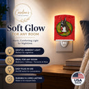 Brindle Boxer Cristmas Wreath Ceramic Night Light Compact, UL-Certified, Ideal for Bedroom, Bathroom, Nursery, Hallway, Kitchen, 6x4x3, Multicolor